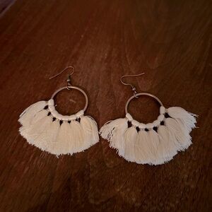 Boho macrame style hoop earrings. New.